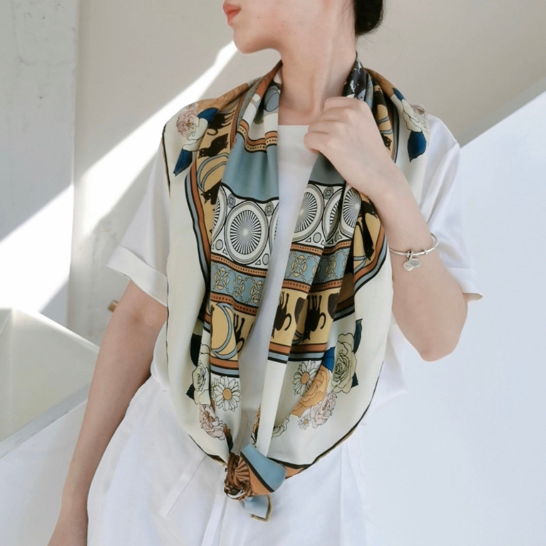 Silk Scarves Twill Sand Wash Small Square Scarf Women