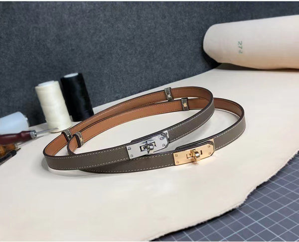 Rotating Buckle Leather Thin Belt All-match Women's Belt