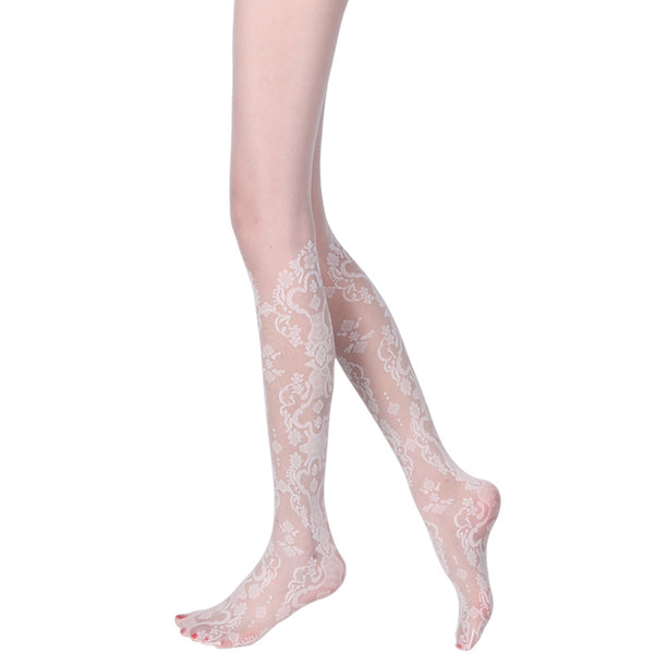 Elegant Hollow Floral Jacquard Thin Stockings Pattern Pantyhose