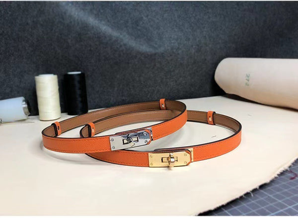 Rotating Buckle Leather Thin Belt All-match Women's Belt