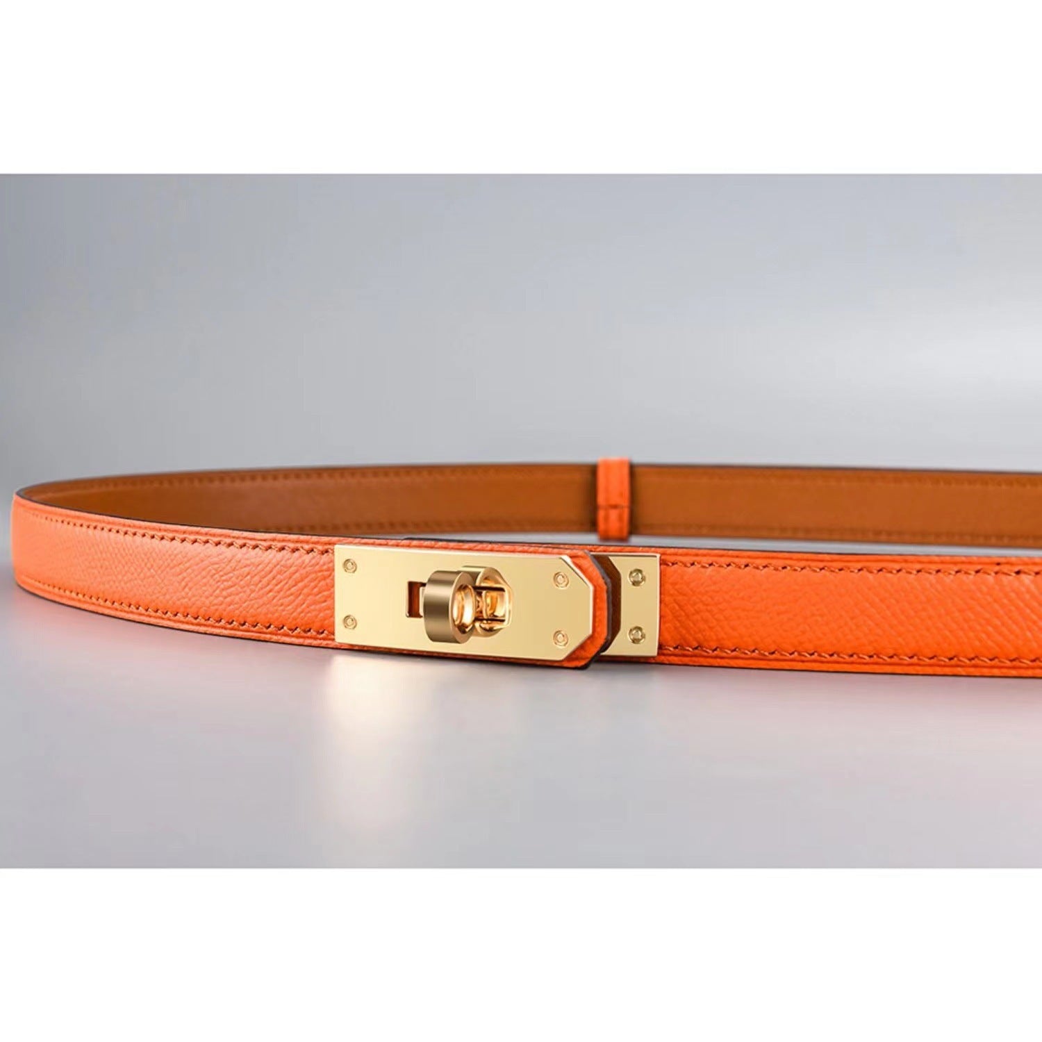 Rotating Buckle Leather Thin Belt All-match Women's Belt