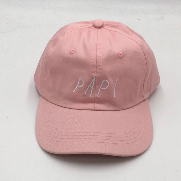 Pink White Black Alphabet Embroidery Papi Baseball Cap