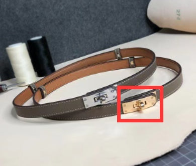 Rotating Buckle Leather Thin Belt All-match Women's Belt