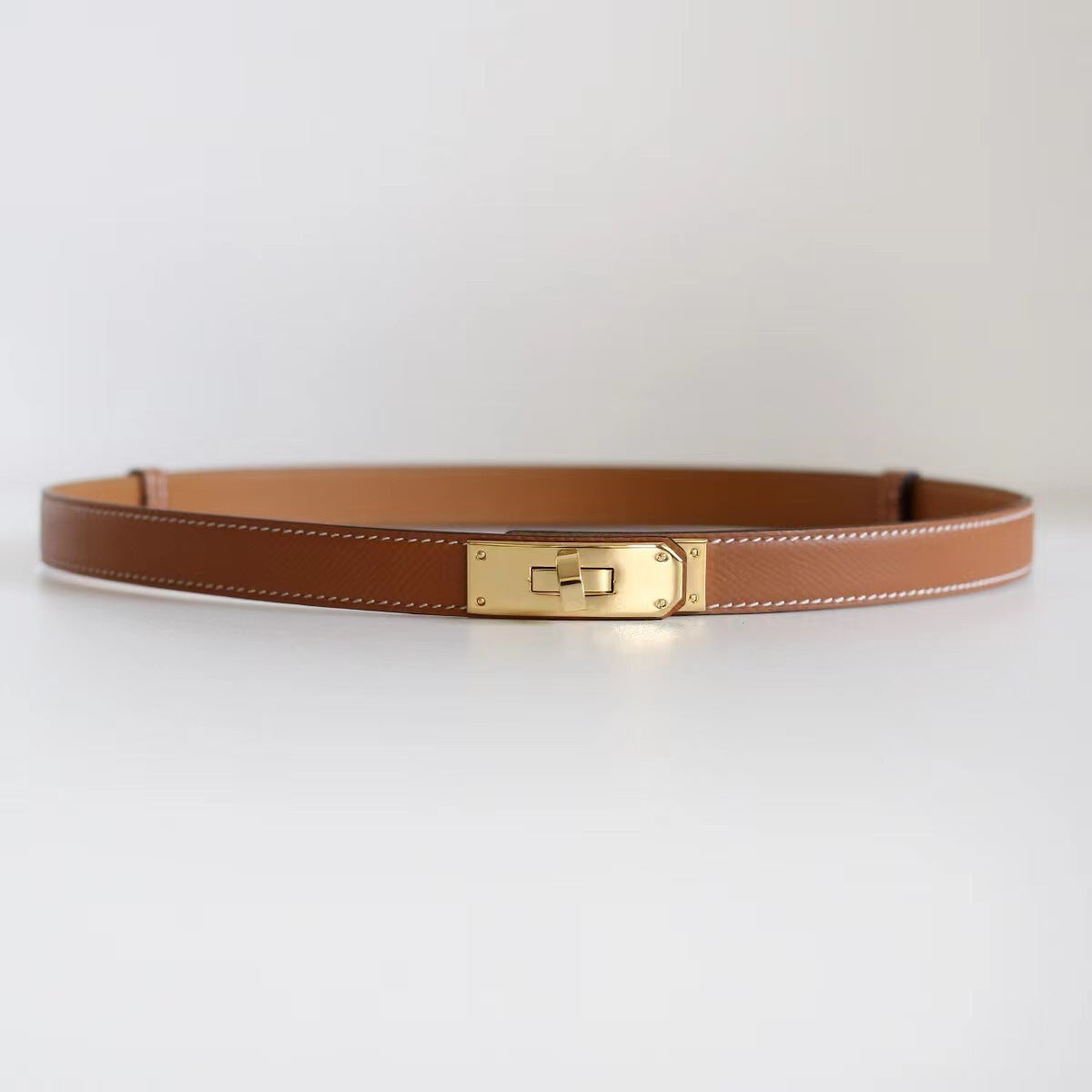 Rotating Buckle Leather Thin Belt All-match Women's Belt