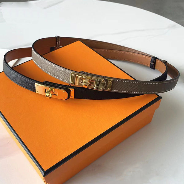 Rotating Buckle Leather Thin Belt All-match Women's Belt