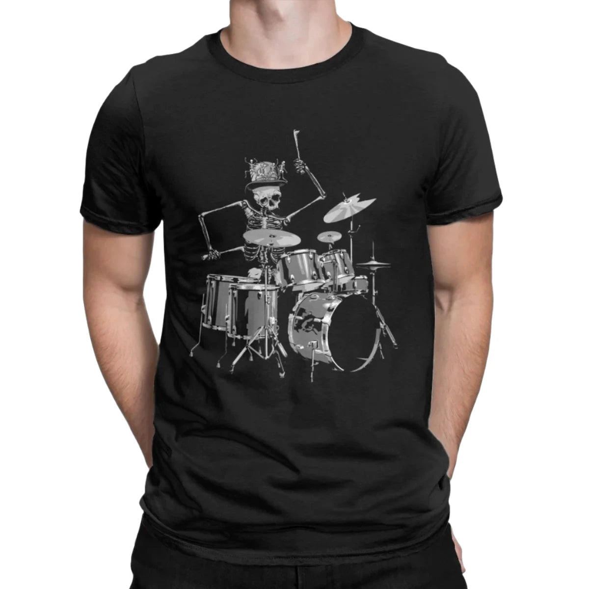 Skeleton Drum Kit Hat Music Band T-Shirts