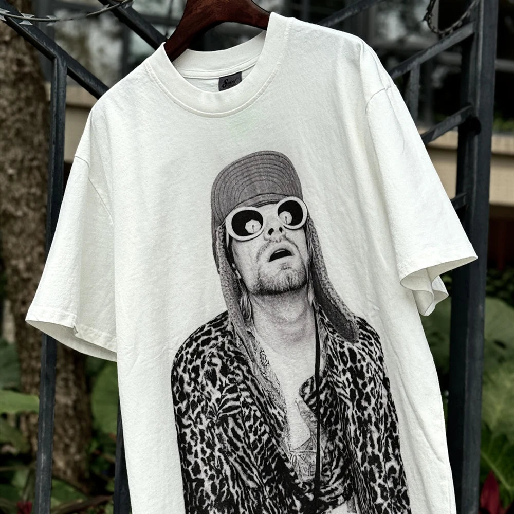 Frog Drift Kurt Cobain Graphics Printed Oversized T Shirt