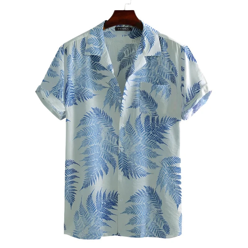 Hawaiian Short Sleeve Leaf-Themed Casual Shirts