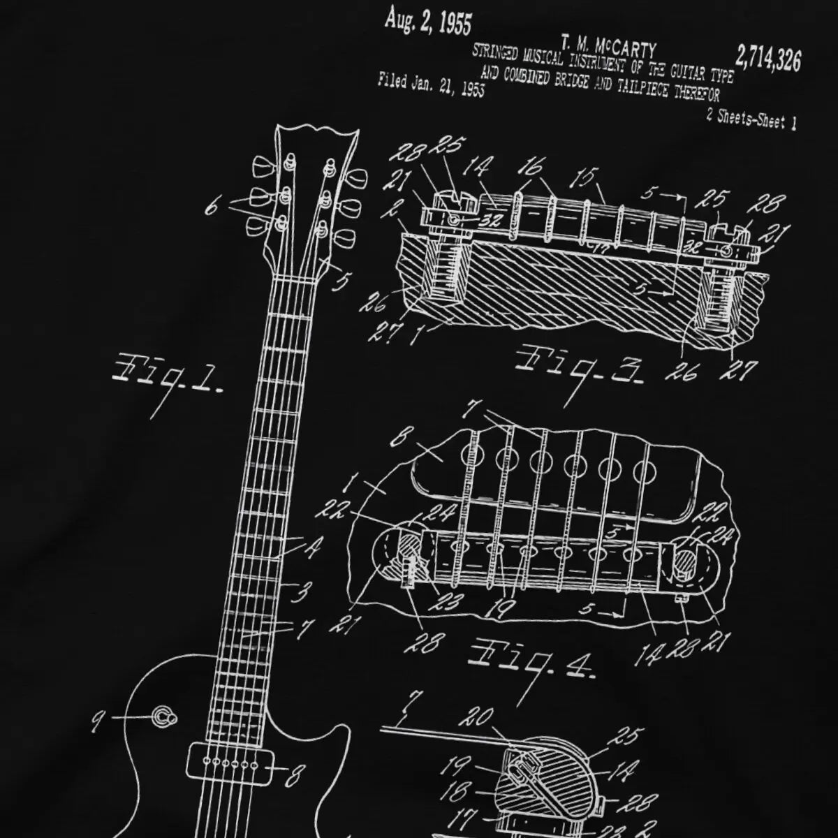 Bass Rock Guitar Printed T-Shirt