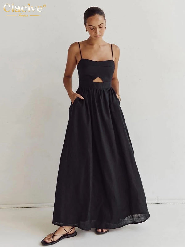 Loose Black Cotton Dress