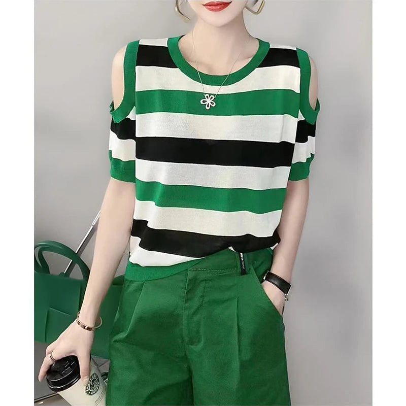 New Stylish Striped Casual T-shirt