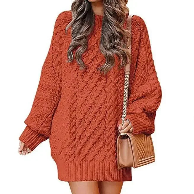 Round Neck Long Sleeve Knit Sweater