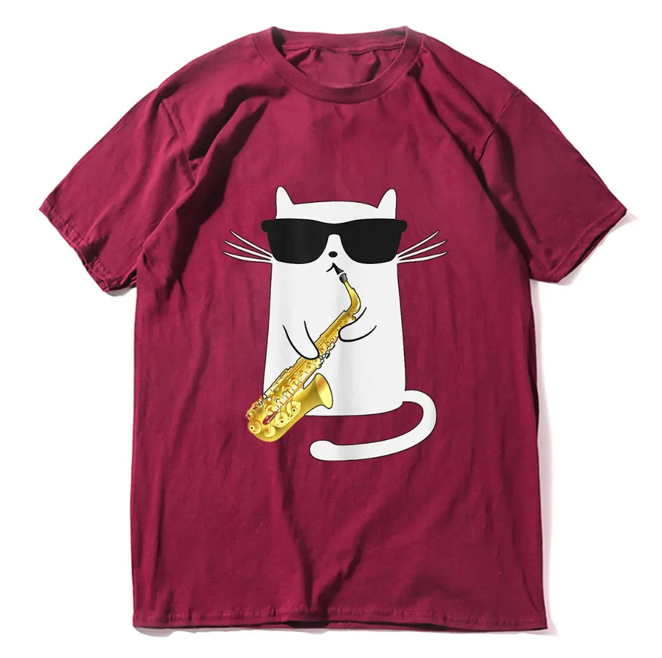 Funny Cat Playing Saxophone T-shirt