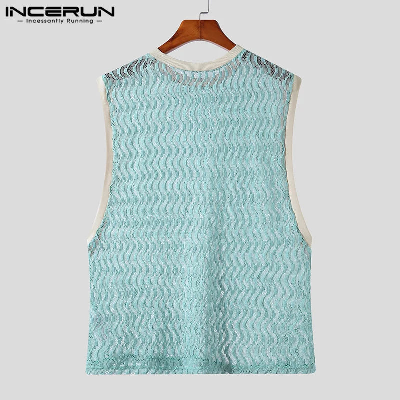 Mesh Transparent  O-neck Tank Top