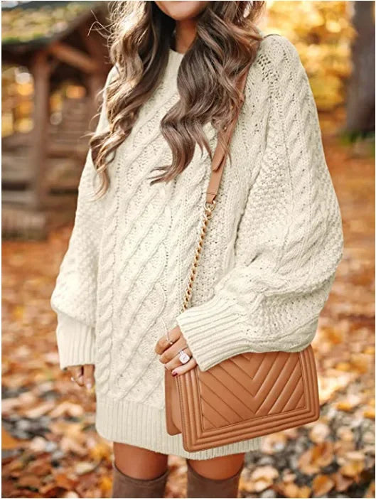 Round Neck Long Sleeve Knit Sweater