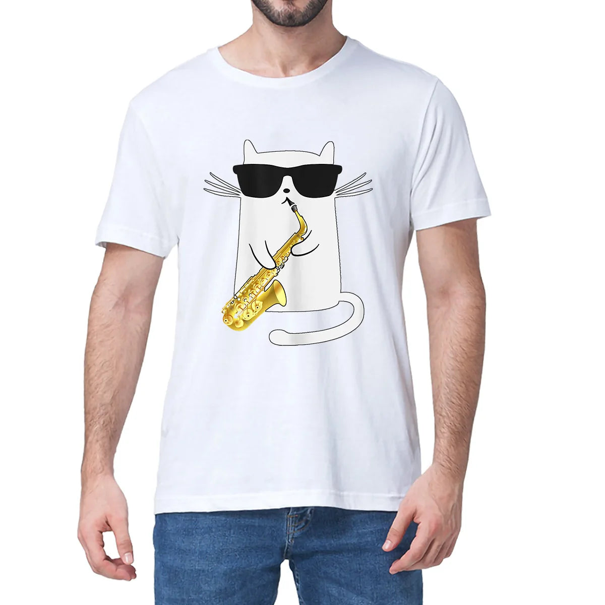 Funny Cat Playing Saxophone T-shirt