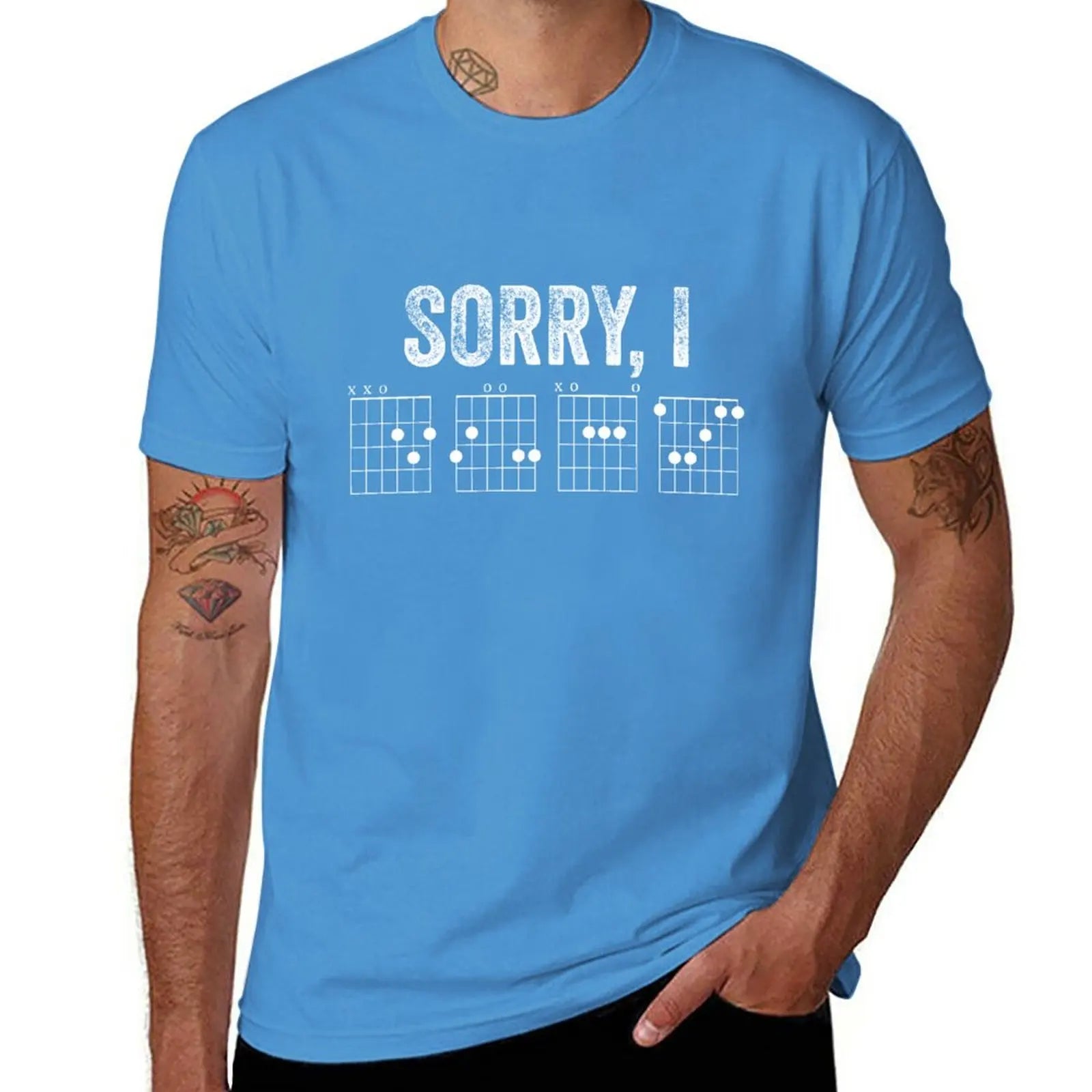 New Sorry IDGAF Message Guitar Chords Vintage T-shirt