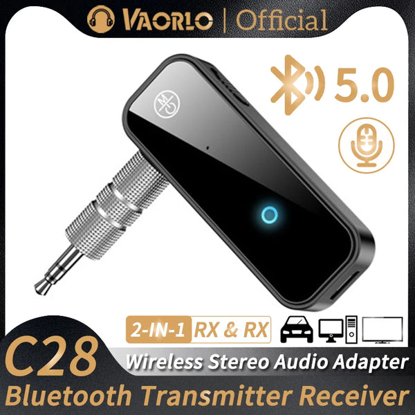 2-in-1 Bluetooth 5.0 Transmitter & Receiver with 3.5mm AUX – Wireless Audio Adapter for TV, PC, Car Stereo