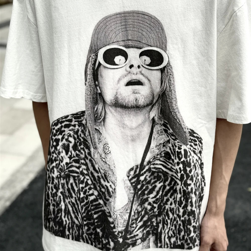 Frog Drift Kurt Cobain Graphics Printed Oversized T Shirt