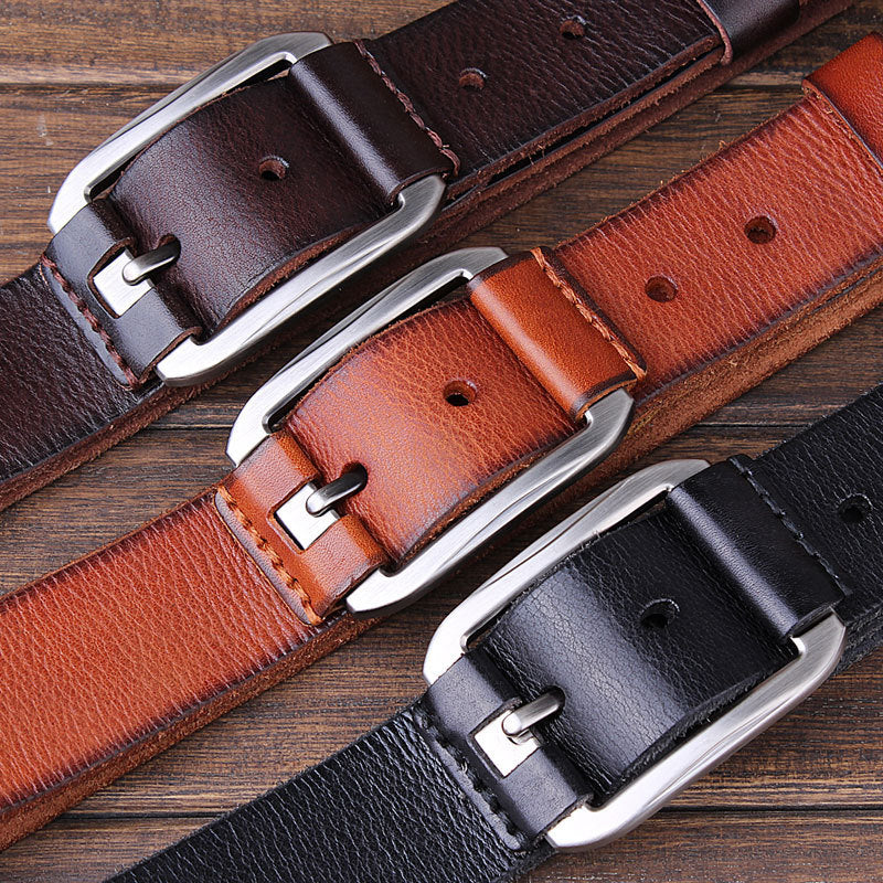 Cowhide Men's Leather Belt Leather Casual Pidai Pin Buckle