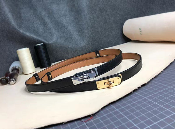 Rotating Buckle Leather Thin Belt All-match Women's Belt