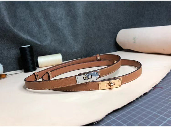 Rotating Buckle Leather Thin Belt All-match Women's Belt